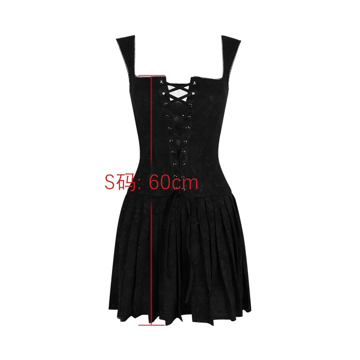 qgtao Lace Up One Piece Dresses for Women 2024 Vintage Embroidery A Line Pleated Dress Mini Xmas Birthday Party Dress Sexy