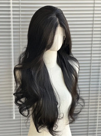 OKLULU  -  Black Wig for Women 13*4 Lace Front Wig Long Wavy Hair Deep Parting Black Curly Hair Natural Hairline Lace Front Synthetic Wig