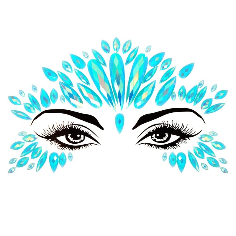 Face Festival Stickers 3D Eyebrow Diamond Temporary Tattoo Kids Show Makeup Halloween Party DIY Face Jewelry Tattoo Decoration