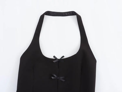 qgtao 2024  Women's Bow Halter Neck Top Official Store Traff Man Woman Clothing Y2k Clothes Corset Tanks