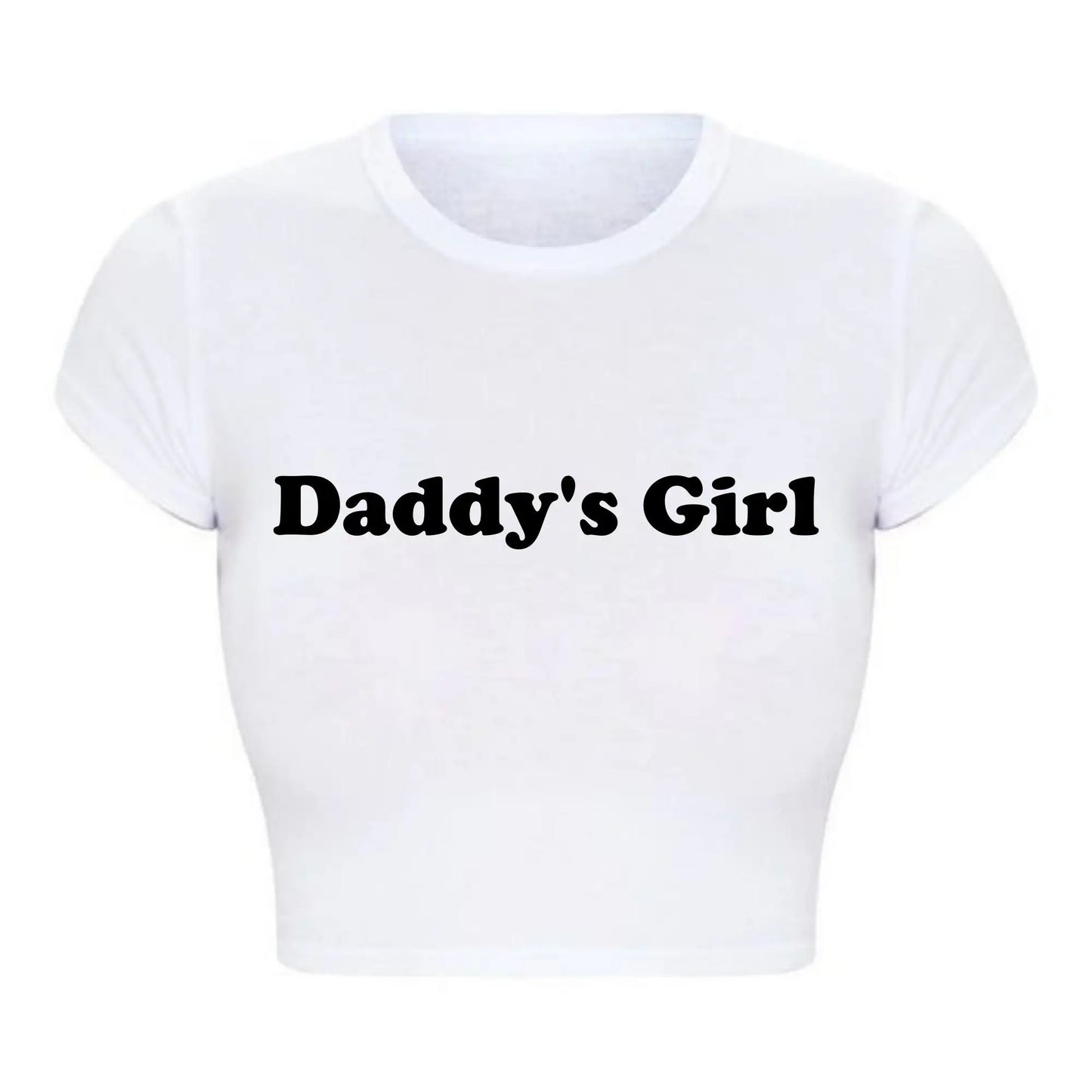 Daddy's Girl Funny Letters Print Women Cropped Top Harajuku Kawaii Clothes 2000s Grunge T Shirt Baby Tee Tshirt Dropshipping