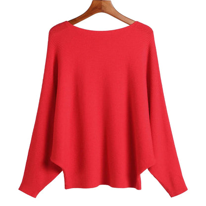 qgtao Winter 2024 Boat Neck Batwing Sweaters Pullovers Women Casual Cashmere Sweater Plus Size Knit Jumpers Tops Pull Femme
