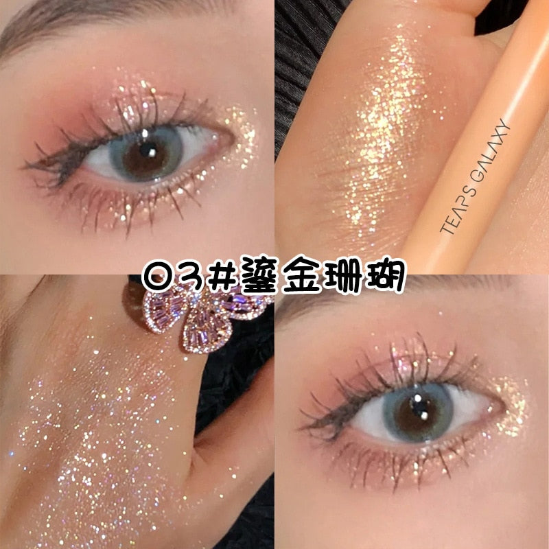 Diamond Glitter Eyeshadow Liner Pencil Face Makeup Highlighter Waterproof Matte Pink Silkworm Champagne Gold Eyeliner Pen