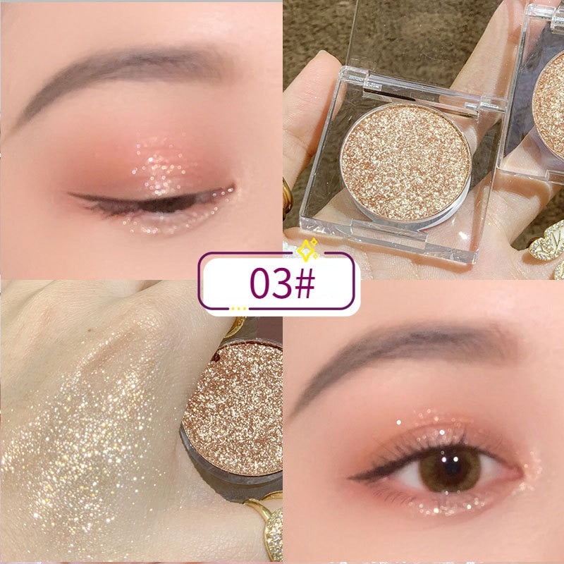 1Pc Glitter Eyeshadow Earth Tones Long Lasting Waterproof Eyeshadow Diamond Pearlescent Shiny Shimmer Eyeshadow Makeup Cosmetics