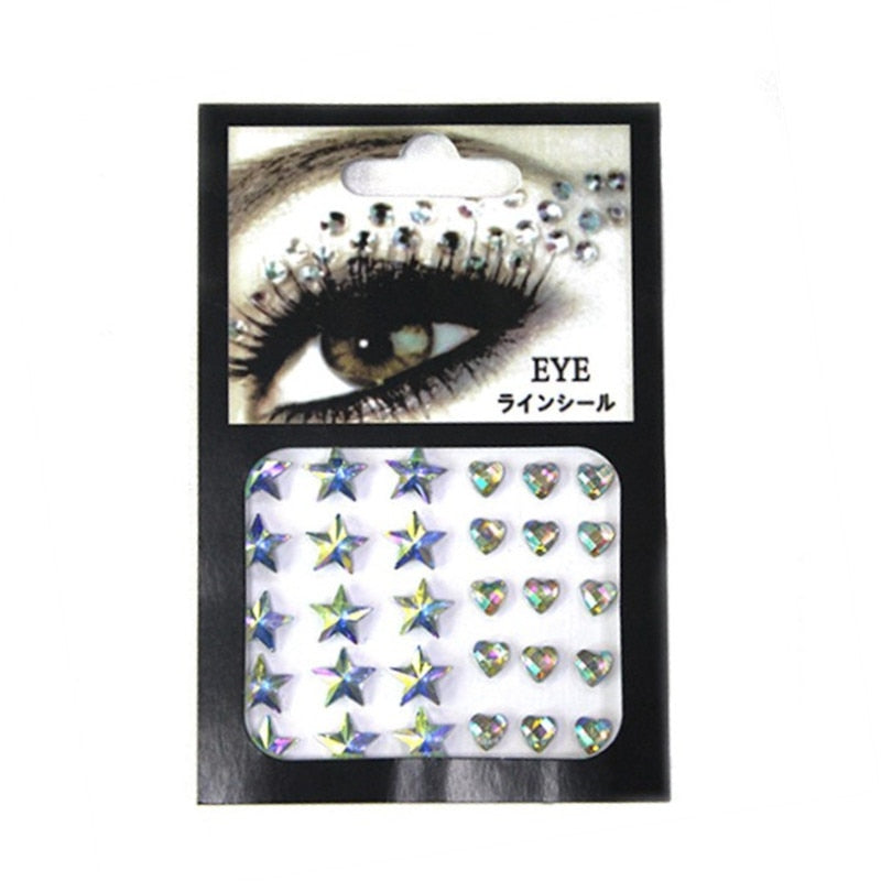 3D Pearl Crystal Face Jewels Fashion Women Tattoo Diamond Makeup Eyeliner Eyeshadow Sticker Halloween Makeup Eyes Sticker