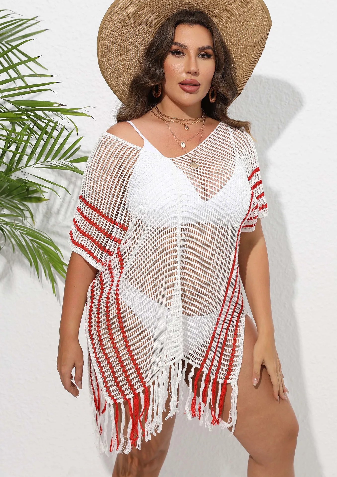 qgtao Sexy Beach Cover Up for Swimwear Women Tassel Plus Beachwear Pareos De Playa Mujer Knit White Kimono Femme Vestido Big Cover Ups