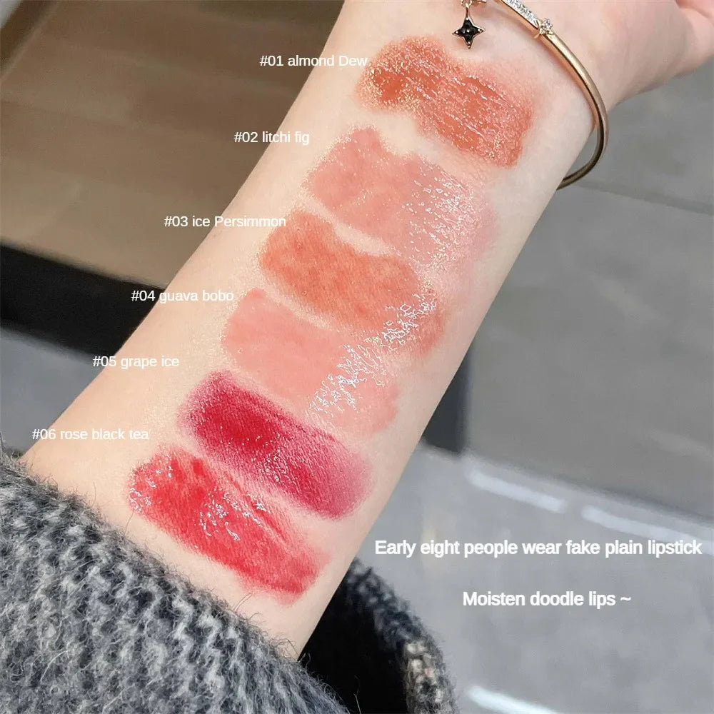 qgtao  Florette Clear Lip Glaze Flower Love Jelly Mirror Lipstick Waterproof Non-stick Cup Lipstick Transparent Korea Makeup