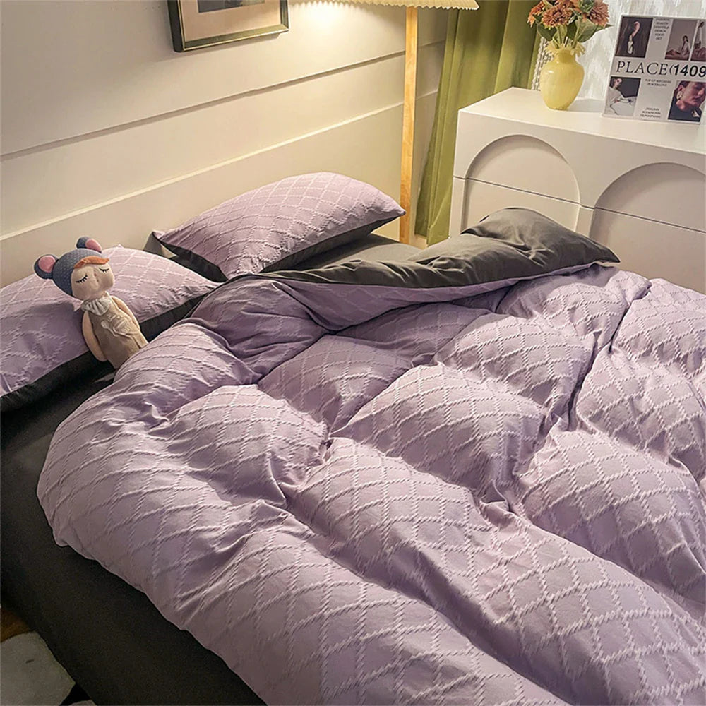 Yeknu Bedding Set Fashion Skin Friendly Fabric Home Hotel King Size Single Double Bed Set Duvet Cover Quilt Cover Pillowcase Bed Linen