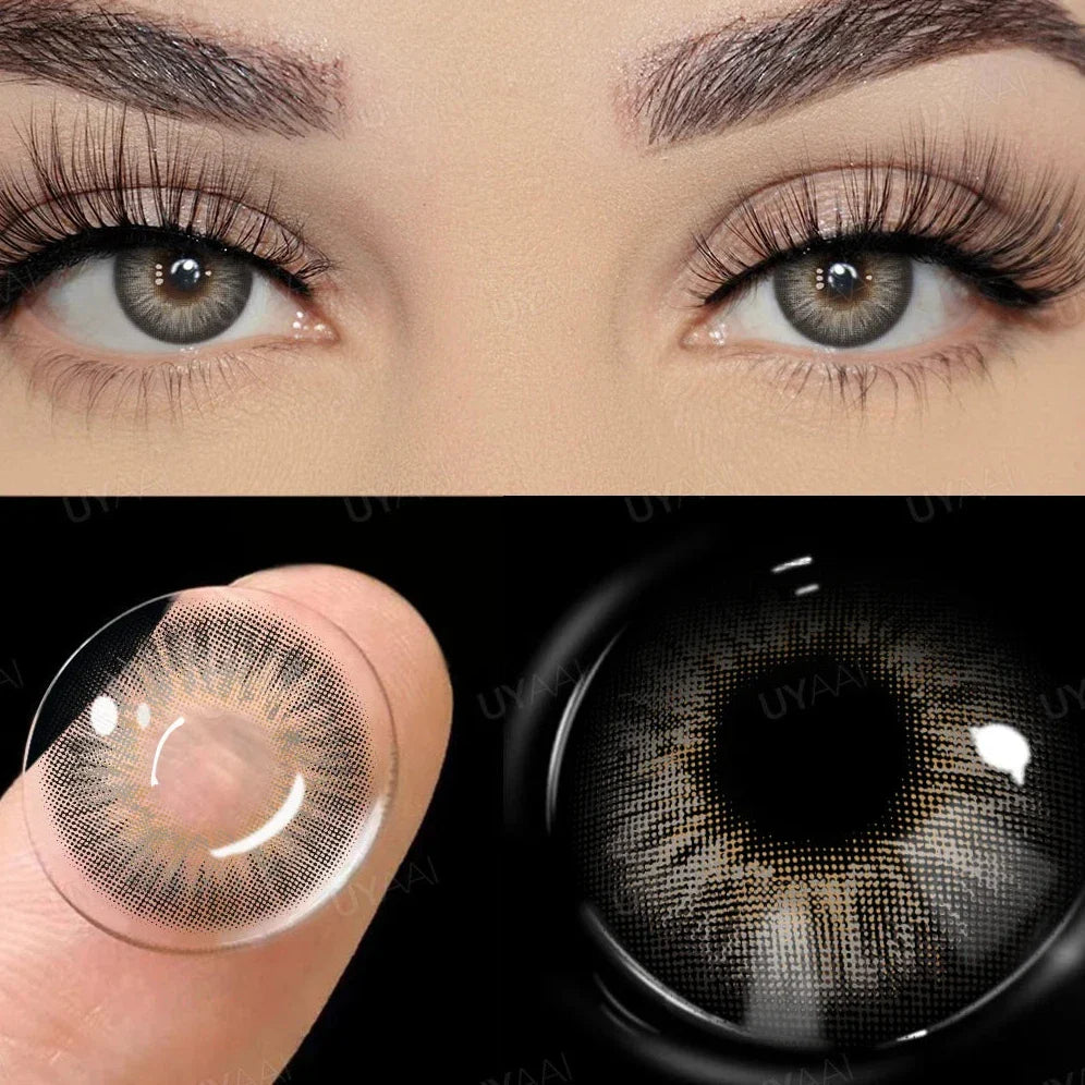 qgtao -0.75 to -6.00 Natural Graduation Colored Eyes Lenses with Degree Colored Contact Lenses with Diopters Gray Colored Pupils