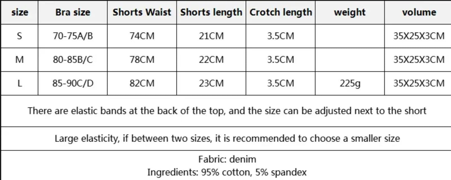 qgtao 2024 Women's Bikinis Set Summer Sexy Denim Strap Bra Vest and Low Waist Shorts Bathing Suit Swimsuit  Swimwear