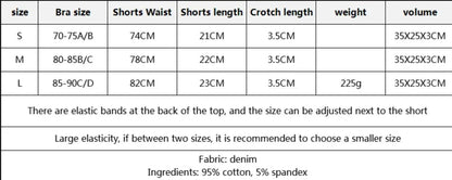 qgtao 2024 Women's Bikinis Set Summer Sexy Denim Strap Bra Vest and Low Waist Shorts Bathing Suit Swimsuit  Swimwear