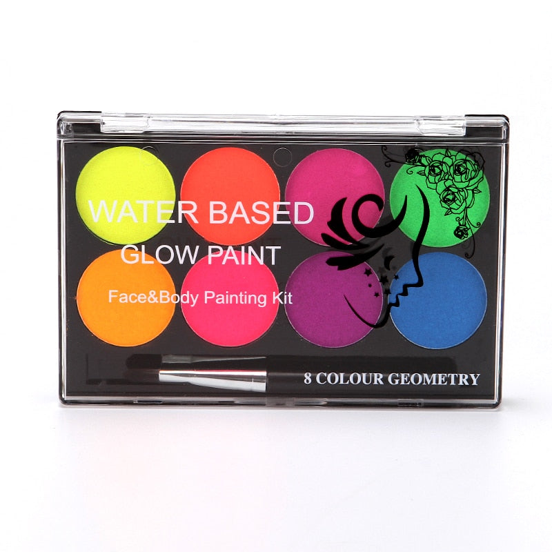 qgtao  8 Colors Face Body Art Paint UV Glow Fluorescent Glowing Christmas Halloween Party Fancy Dress Beauty Makeup Tool