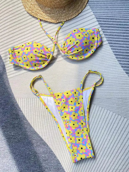 qgtao Push Up Bikini 2024 Micro Bikinis Set Sexy Women Swimwear Floral Thong Female Swimsuit Brazilian Biquini Swimming Suit Beachwear