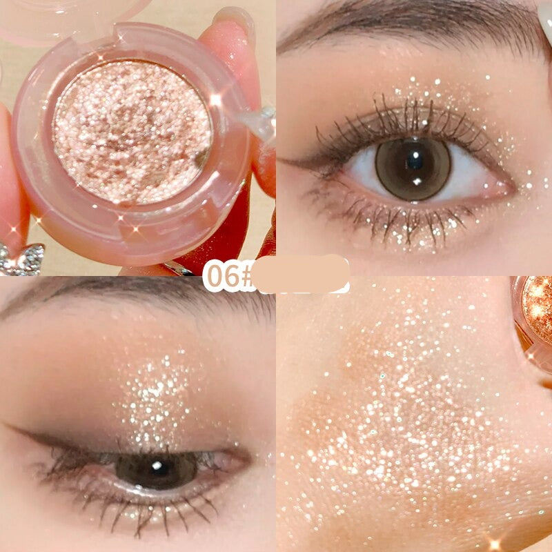 Bulb's Plans Monochrome Eyeshadow Pearlescent Glitter Soft Neutral Makeup Shimmery Eye Shadow Long-Wearing Shiny Beauty Cosmetic