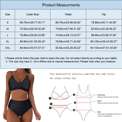 qgtao Women High Waisted Split Bikini Set Sexy Push Up Swimwear 2 Piece Backless Bandage Lace Up Swimsuit Ruched High Waist Beachwear