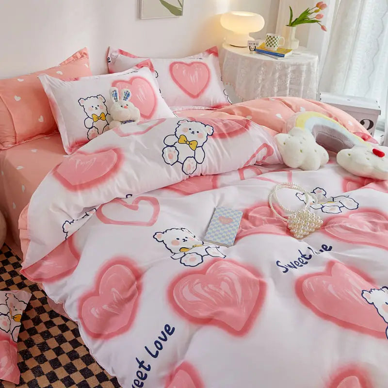 Yeknu Orange Bedding Set Girls Boys Bed Linen Sheet Plaid Duvet Cover No Filling 240x220 Single Double Queen King Bedclothes