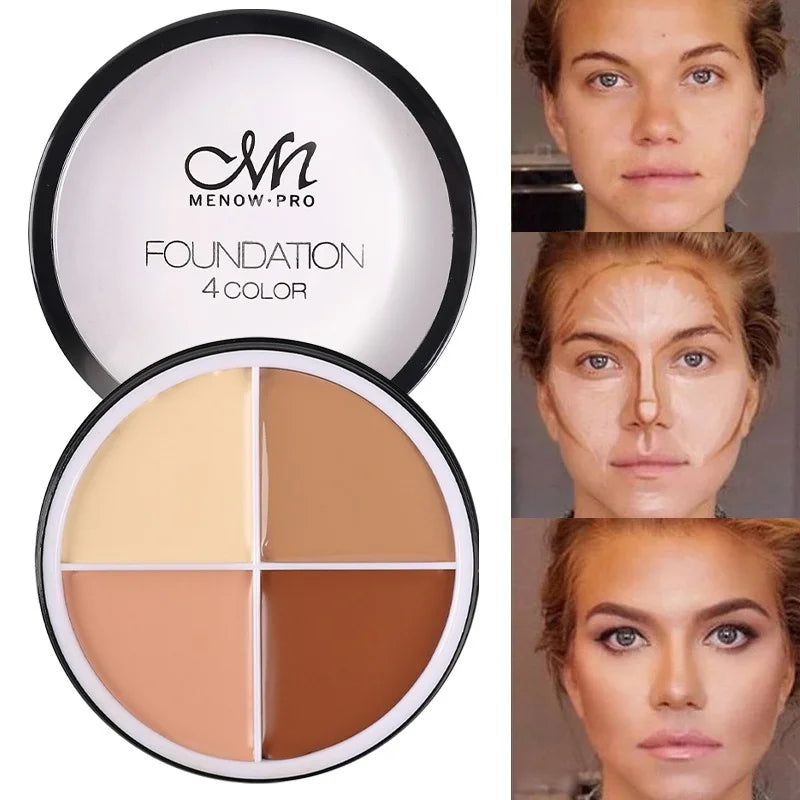 qgtao 4 Colors Concealer Makeup Palette Waterproof Moisturizing Coverage Dark Circle Face Contour Bronzer Foundation Cream Cosmetic