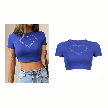 qgtao Y2k Sexy Baby Tee Summer Black T-Shirt Crop Top Clothes For Women Tops Gothic O-neck Short Sleeve 2000s Retro Hip Hop Streetwear