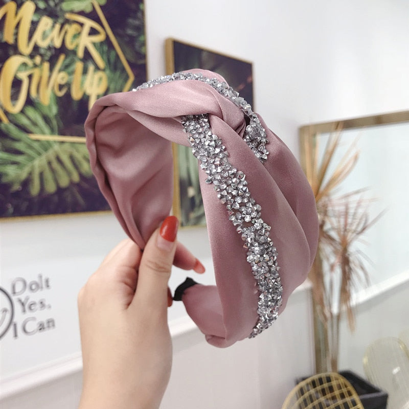 Solid Fabric Satin Hair Scarf Band Hairband for Women Girl Korea Headbands Fashion Accessorie