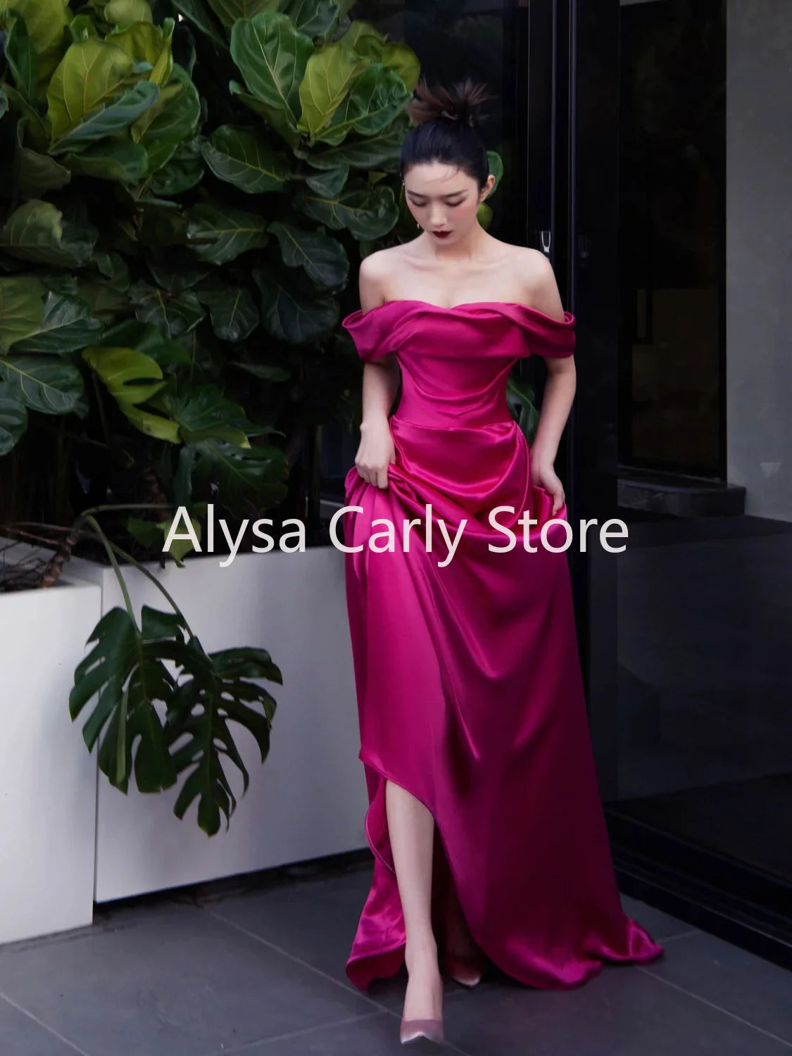 qgtao Wedding Elegant Party Dresses for Women 2023 Autumn Casual Evening Korean Style Midi Dress Female Slash Neck Vintage Dresses New