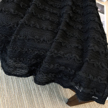 qgtao Plus-size women's summer casual lace cutout dress with a comfortable and breathable party dress lined in the same shade