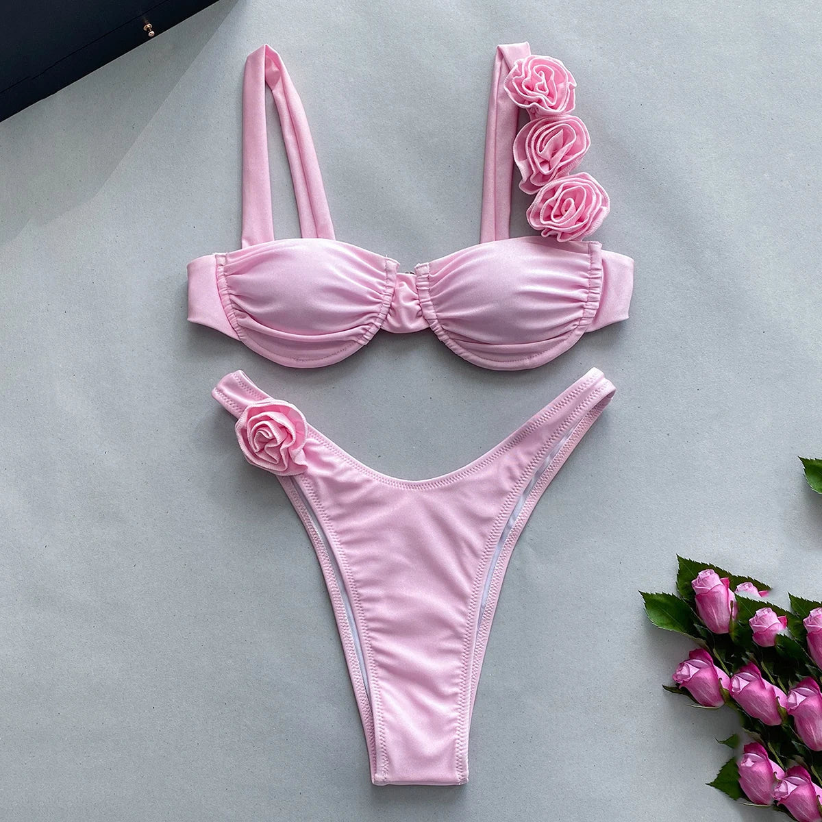 qgtao Push Up Bikini 2024 Sexy Women Swimsuit Female Swimwear Flower Bikini Set Brazilian Biquini Swimming Suit High Waist Beachwear