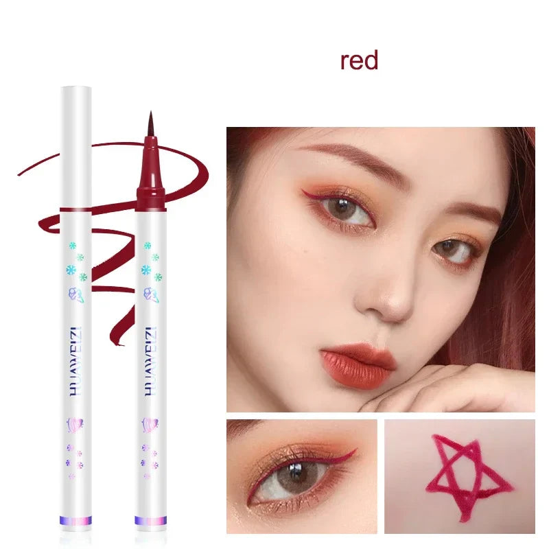 qgtao Colored Eyeliner Pencil Matte Waterproof Long Lasting Eyeliner Liquid Pen Quick-drying No Blooming Black White Eye Makeup Tools