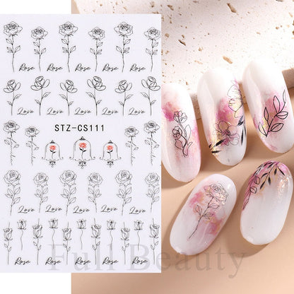 3D Christmas Sticker for Nails Cute Cartoon Sliders Snowflake Elk Xmas Tree Decal Gel Polisn Manicure Nail Art Decor SACA717-724
