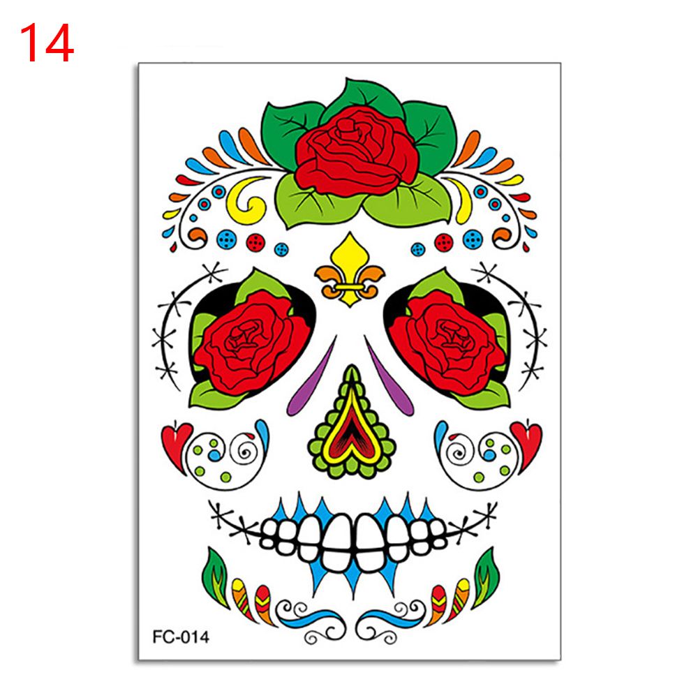 Waterproof Facial Makeup Sticker Special Face tattoo Day Of The Dead Skull Face Dress Up Halloween Temporary Tattoo Stickers