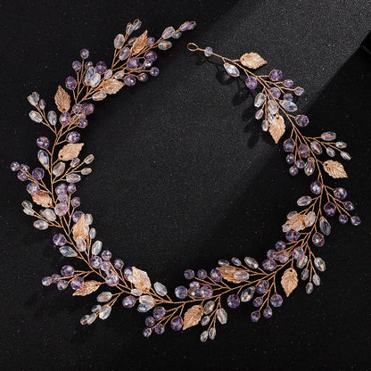 qgtao  -  Gold Alloy Crystal Bead Flower Headband Hair Accessories Tiaras Bridal Headwear Wedding Hair Jewelry Party Prom Headpiece