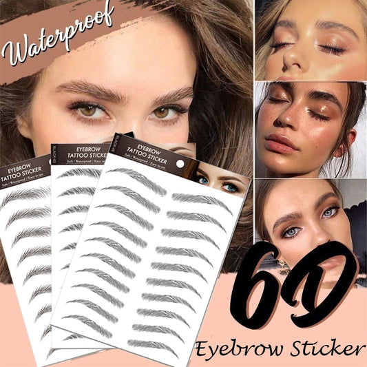 6D Hair-like Eyebrows Sticker Water Transfer Brow Tattoo Stickers Long Lasting Waterproof False Eyebrow Cosmetics Makeup Tools