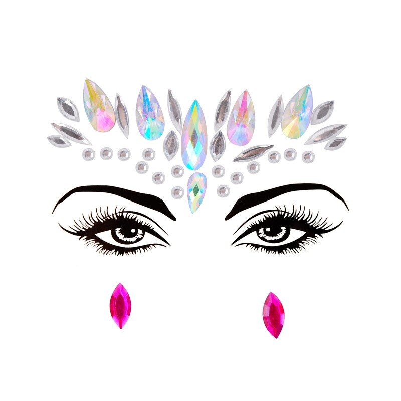 Face Festival Stickers 3D Eyebrow Diamond Temporary Tattoo Kids Show Makeup Halloween Party DIY Face Jewelry Tattoo Decoration