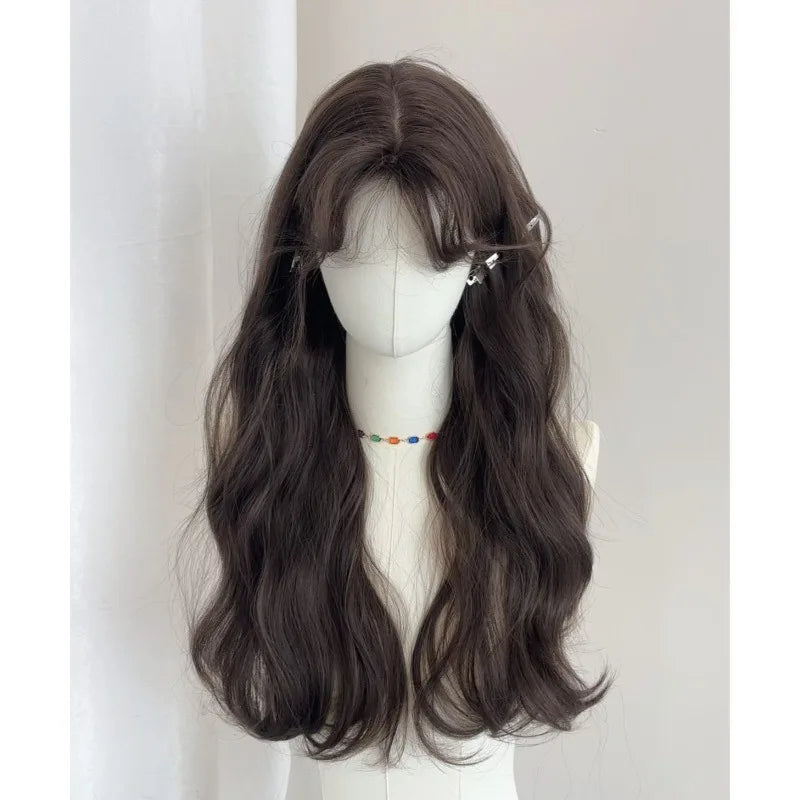 OKLULU  -  Black wigs Long Body Wave Wig for Women daily party Cosplay Lolita Natural Hair Heat Resistant Synthetic Wig Headband 가발