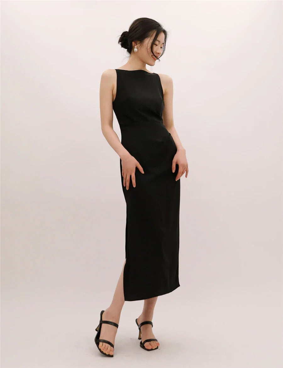 Hepburn Style Sexy Slim Split Party Dress Women French Elegant Y2k Summer Spaghetti Bodycon Dresses Korean Pleated Vestidos New