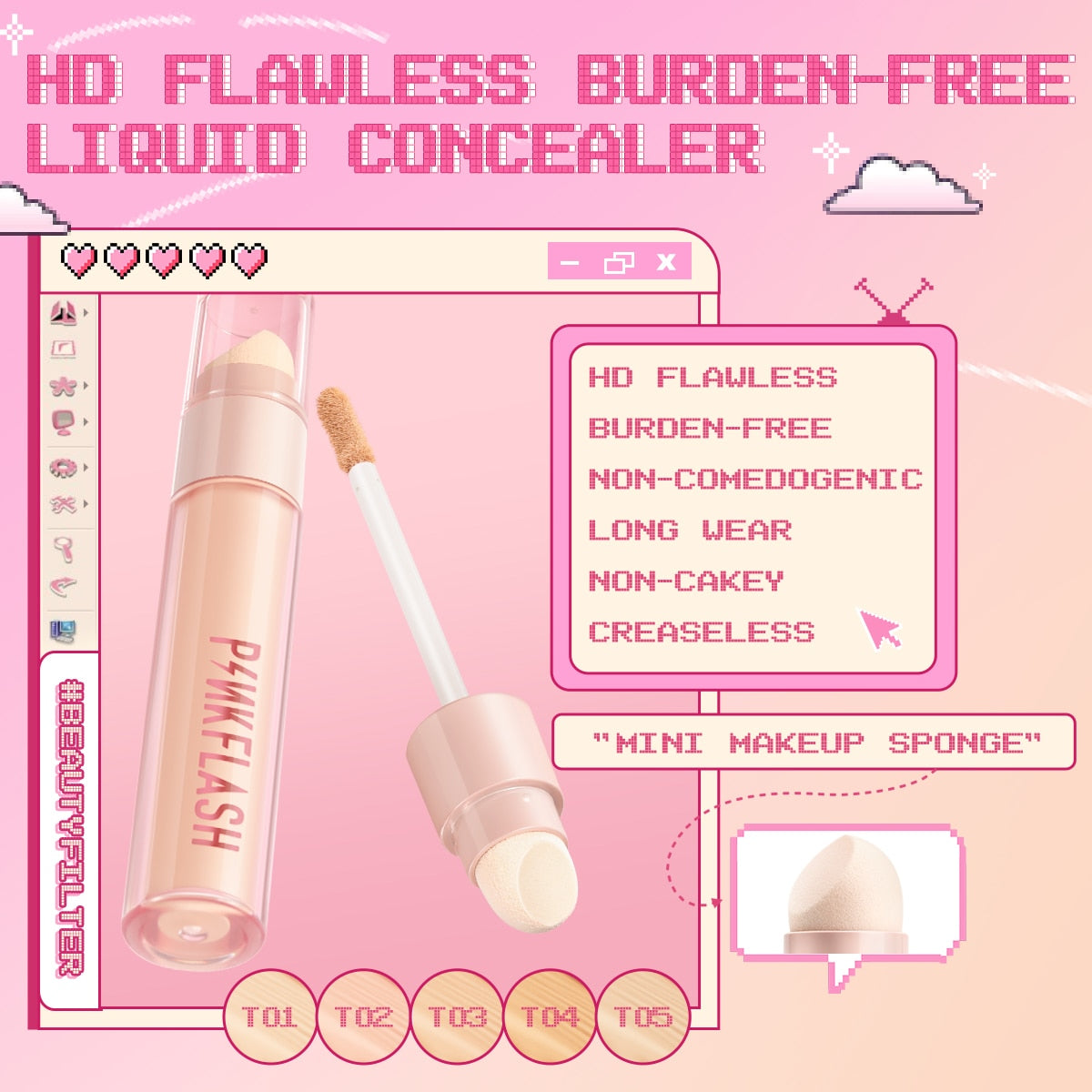 HD Flawless Liquid Concealer Base Breathable Full Coverage Foundation Cream Cosmetic Suit for All Skin Face Makeup