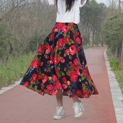 Summer Ethnic Style Cotton Linen Bohemian Streetwear Y2k Skirt Fashion Clothes Long Skirts Women Clothing Casual Vintage Elegant