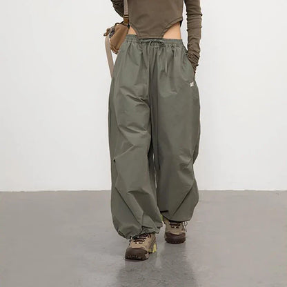 Deeptown Y2k Harajuku Vintage Parachute Pants Women Oversize Baggy Hippie Streetwear Pleated Joggers Trousers Kpop 90s Aesthetic