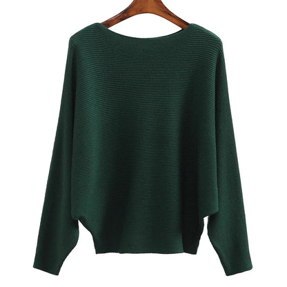 qgtao Winter 2024 Boat Neck Batwing Sweaters Pullovers Women Casual Cashmere Sweater Plus Size Knit Jumpers Tops Pull Femme