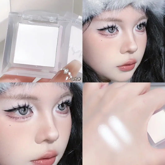 qgtao Monochrome Matte White Eyeshadow Primer Makeup Lasting Smooth Easy To Wear Naturally Brighten Silkworm Eye Shadow Palette