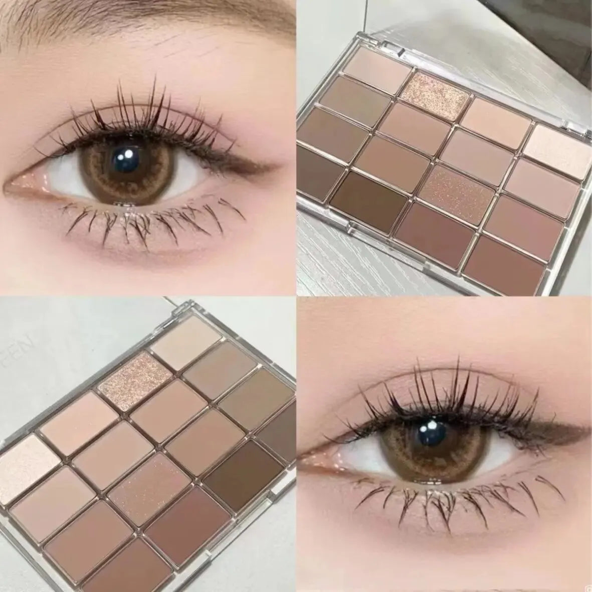 qgtao Eyeshadow Palette Low Saturation Matte Pearlescent Fine Glitter Pseudo Vegan Makeup Clear Daily 16 Colors Eyeshadow