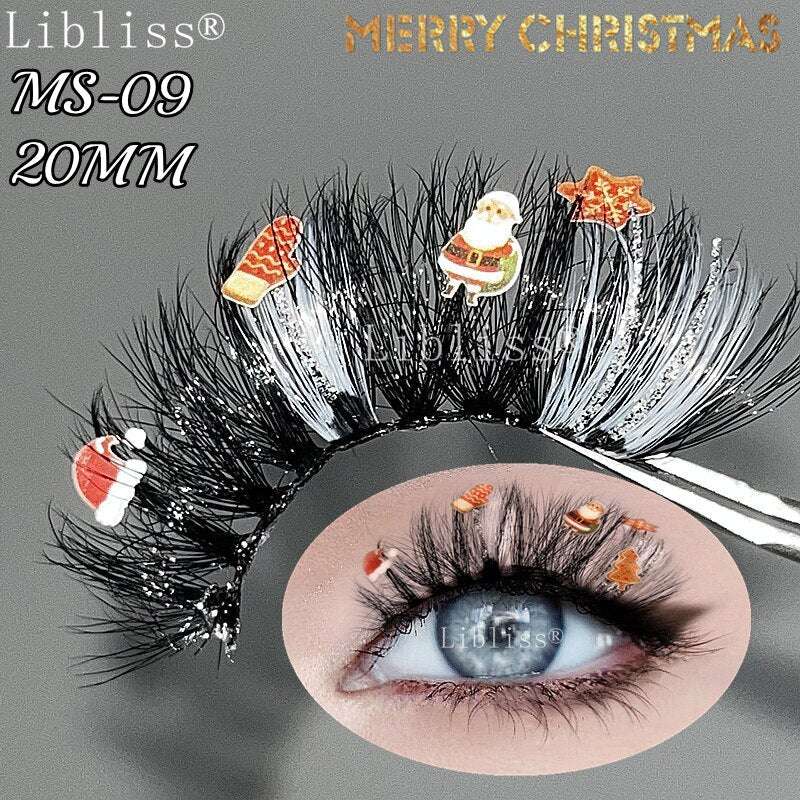 15-20MM Party Fluffy Halloween Christmas Mink Lashes Vendor 3D 5D Glitter Colored Fake Eyelashes Box Package Makeup Tools