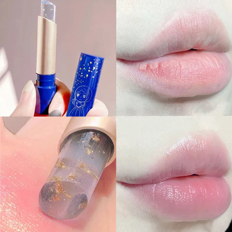 qgtao Moisturizing Lip Balm Temperature Color Change Lipstick Shinny Gold Foil Dead Skin Remove Lasting Lipstick Base Cream Lip Makeup