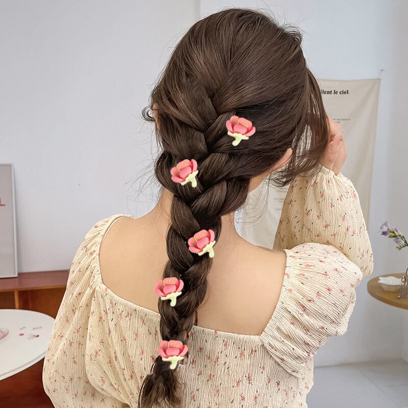 5pcs Girls Transparent Butterfly Pink Hairpin Children Fashion Heart-Shape Hair Clips Women Barrettes Headband Hair Accessories