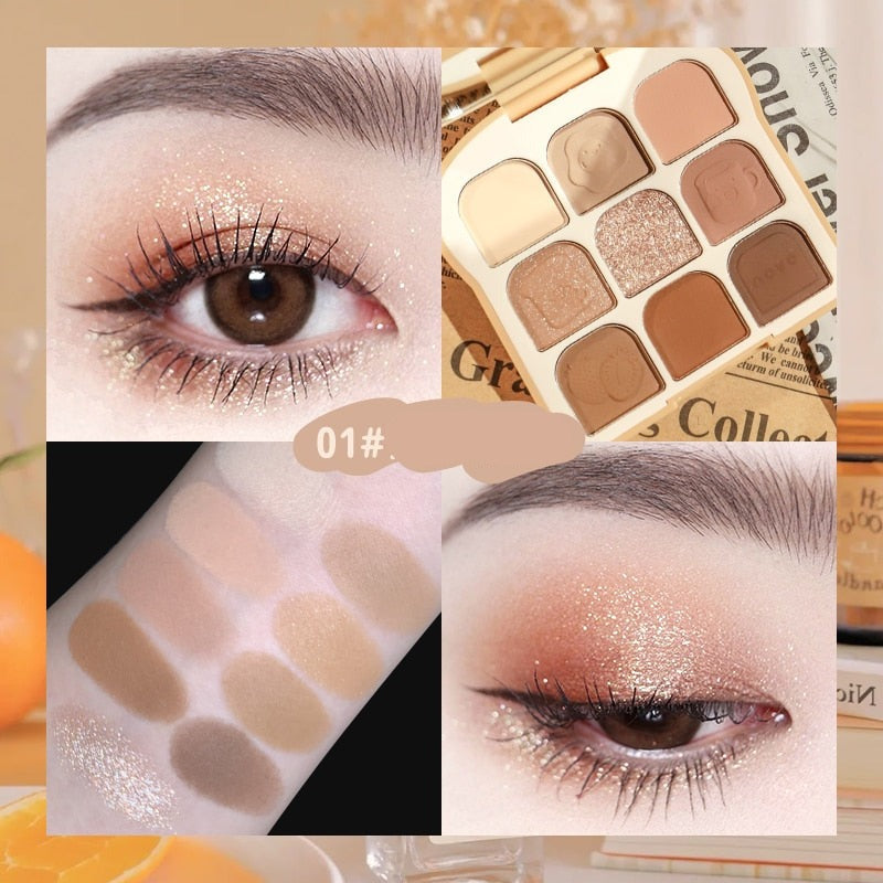 Autumn Rich Diamond Light Eyeshadow Palette Neutral Matte Shimmer Finish 9 Shades Makeup Palette Bronze Contour Powder Cosmetics