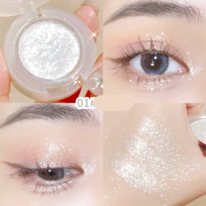 Bulb's Plans Monochrome Eyeshadow Pearlescent Glitter Soft Neutral Makeup Shimmery Eye Shadow Long-Wearing Shiny Beauty Cosmetic