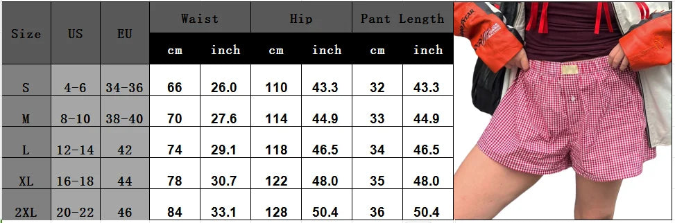 qgtao Y2k Aesthetic Plaid Shorts Women's Cute Pajamas Short Pants Lounge Sleep Bottoms Elastic Waist Button Casual Baggy Sweat shorts