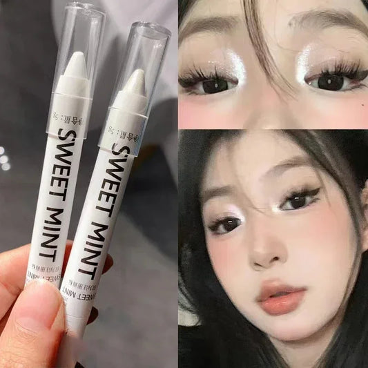 qgtao  -  White Pearl Highlighter Brightening Glitter Eyeshadow Stick Eye Shadow Lying Silkworm High-gloss Pen Korean Eyes Makeup Matte