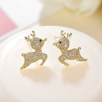 Cute Christmas Elk Dangle Earrings For Women Charm Xmas Deer Star Bowknot Round Ball Drop Earring Girls New Year Party Jewelry