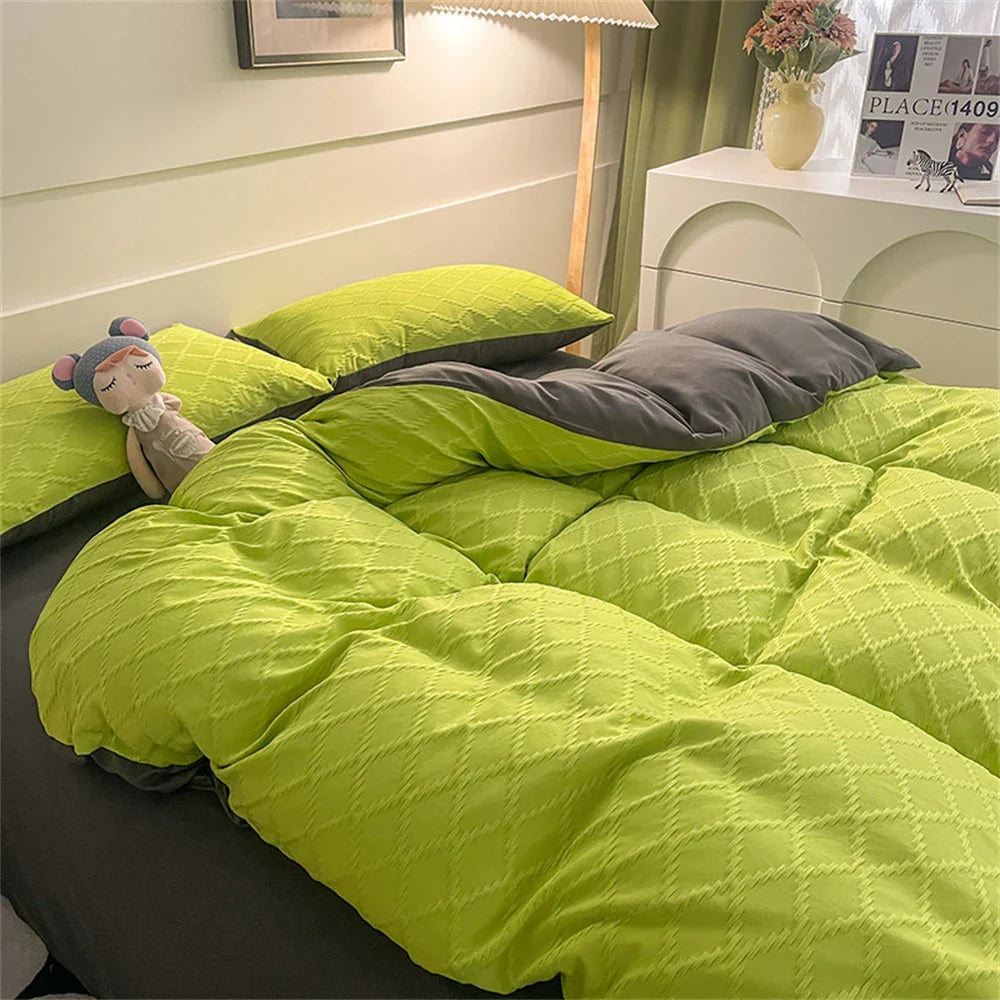 Yeknu Bedding Set Fashion Skin Friendly Fabric Home Hotel King Size Single Double Bed Set Duvet Cover Quilt Cover Pillowcase Bed Linen