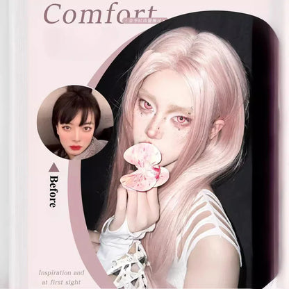 qgtao  -  Lolita Wig Pink Long Straight Cosplay Wig for Women Headband Synthetic Wigs Pelucas De Fiesta Wigs in Promotion Free Shipping